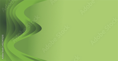 a combination of curved lines and abstract areas of gradient green color and empty space as a background design for placing text or images in graphic designs