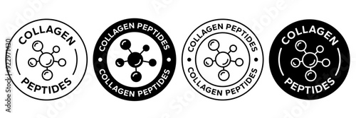 Collagen peptides line icon, logo, badge, sign, sticker, label, emblem, stamp, symbol, black, line, flat vector, isolated illustration.