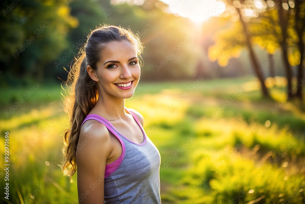 Happy Woman in Sportwear, Smiling, Outdoors. Happy Woman in Sportwear, Smiling, Outdoors.