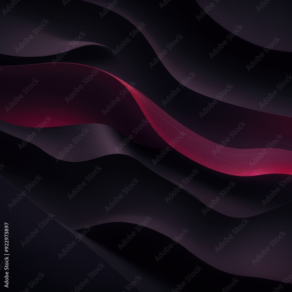 Fototapeta premium Flowing abstract design with purple and black waves in digital art