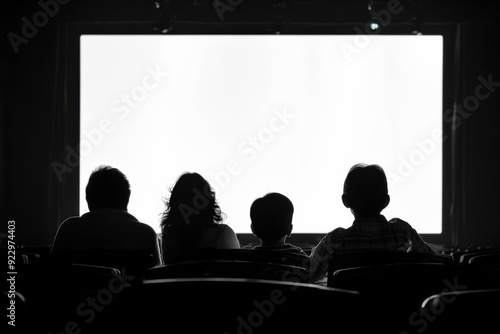 Wallpaper Mural Joyful silhouettes of a family watching a theater performance under the stars Torontodigital.ca