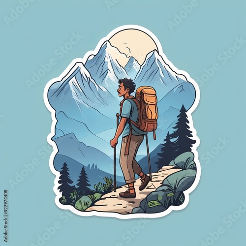 Obraz na płótnie mountain trip captions sticker w salonie