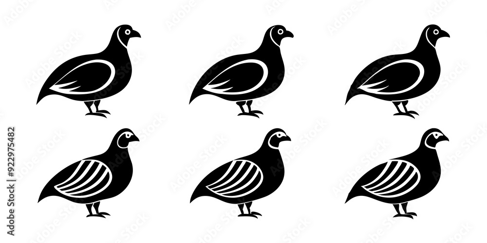 Obraz premium Quail logo icons. set of illustrations quail silhouette icon style vector art. 