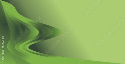 a combination of curved lines and abstract areas of gradient green color and empty space as a background design for placing text or images in graphic designs