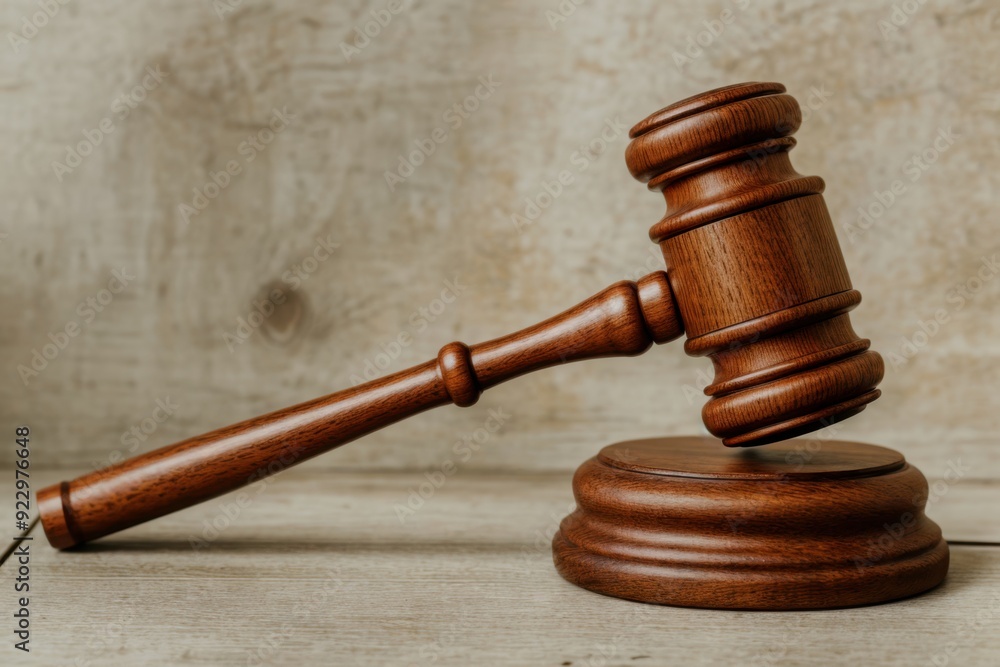 Gavel on sound block against textured background Gavel on sound block against textured background