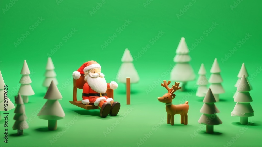 Fototapeta premium santa claus with christmas tree