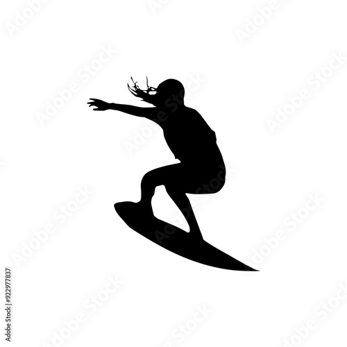 Silhouette of surfer riding strong ocean waves