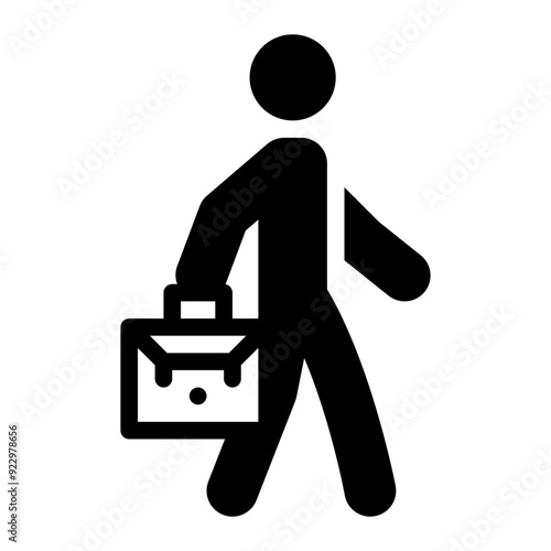 working person or business person icon, vector illustration with glyph style