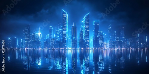 Futuristic Cityscape Night Illustration