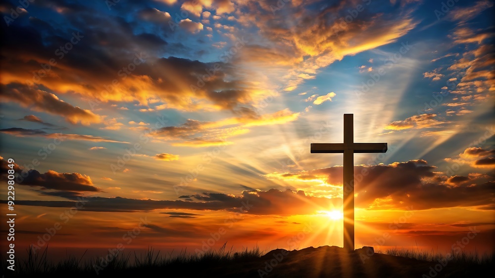 Silhouette of a Cross at Sunset. Silhouette of a Cross at Sunset.