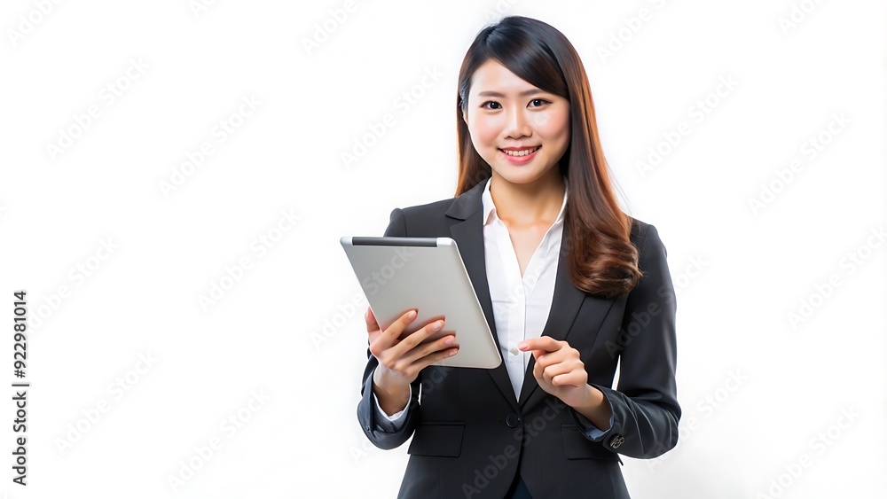 Confident Businesswoman Using Tablet. Confident Businesswoman Using Tablet.