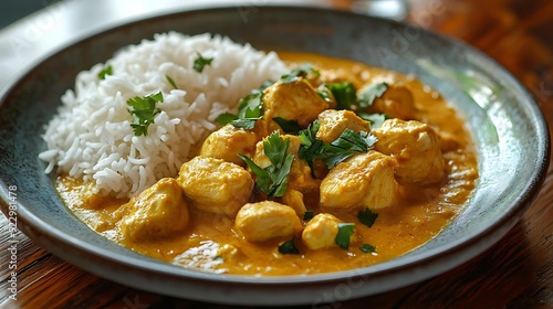 Delicious Chicken Tikka Masala with Rice - A Photo