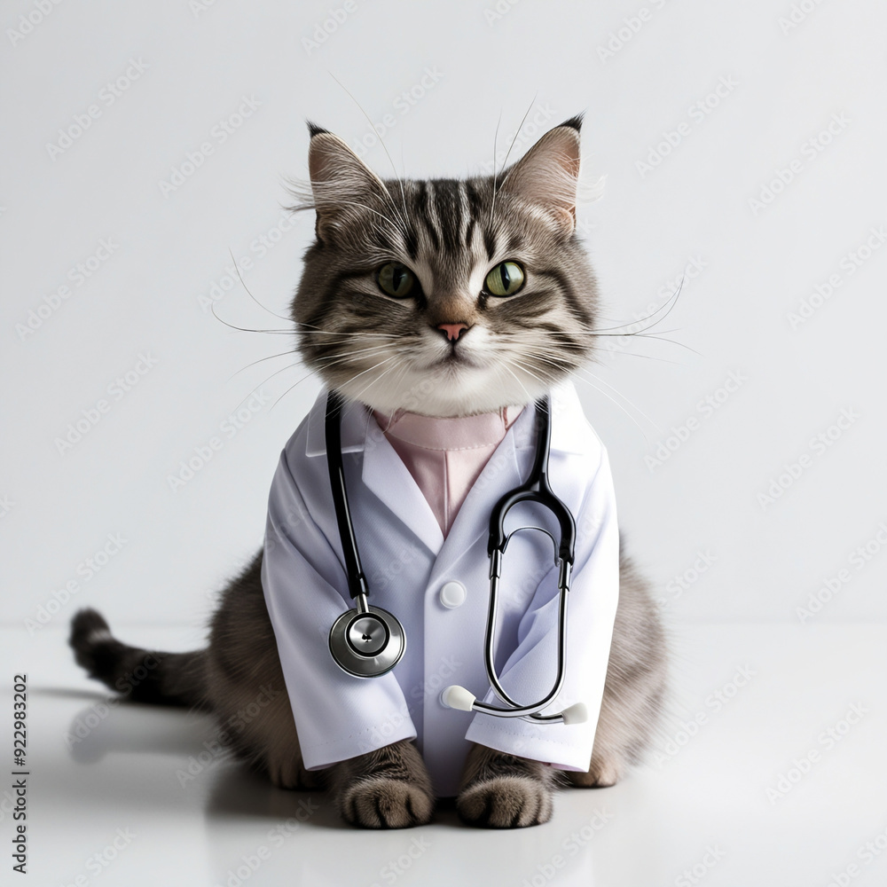 Cat in a doctor's suit. Generative AI illustration Cat in a doctor's suit. Generative AI illustration