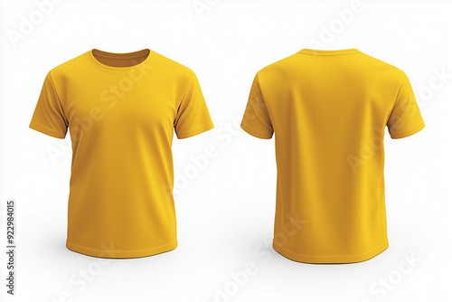 yellow shirt with a white collar and a white band