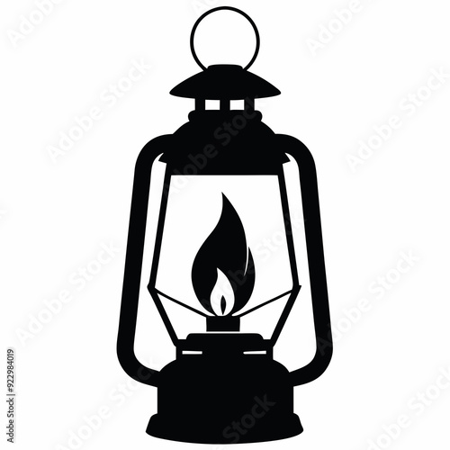 Vintage camping lantern flat, lamp icon vector silhouette, Retro camping lantern lamp silhouette, lamp icon, vector illustration