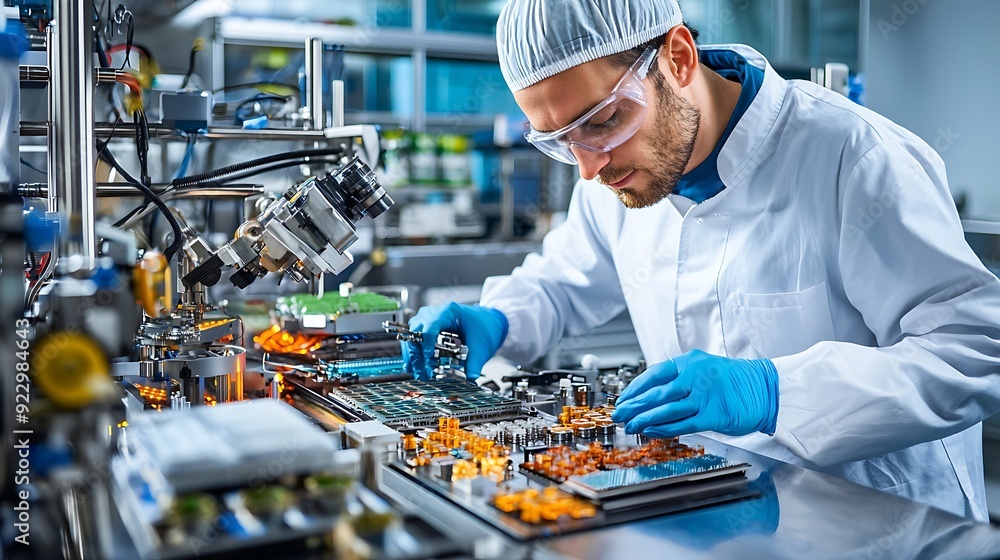 Technician Overseeing High-Grade Silicon Ingot Production for Solar Cells in Streamlined Industrial Facility Technician Overseeing High-Grade Silicon Ingot Production for Solar Cells in Streamlined Industrial Facility