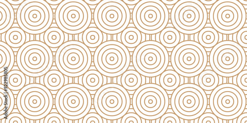 Abstract traditional geometric overlapping creative wave circle minimal lapping textile round vector texture. brown and white fabric element repeat swirl geometrical background.