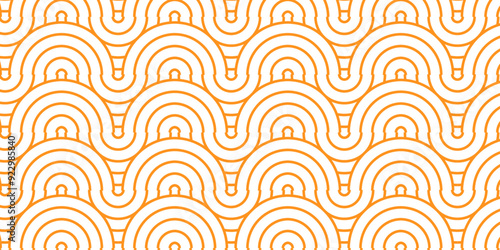 Abstract traditional geometric overlapping creative wave circle minimal lapping textile round vector texture. brown and white fabric element repeat swirl geometrical background.