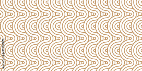 Abstract traditional geometric overlapping creative wave circle minimal lapping textile round vector texture. brown and white fabric element repeat swirl geometrical background.