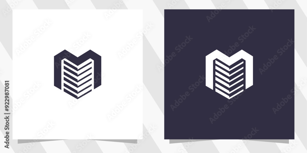 letter m with building logo design vector letter m with building logo design vector