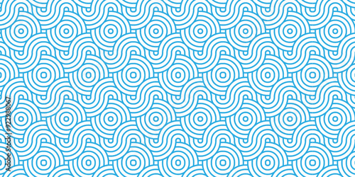 Vector abstract traditional geometric overlapping diamond creative wave circle minimal lapping textile round vector texture. blue and white fabric element repeat swirl geometrical background.
