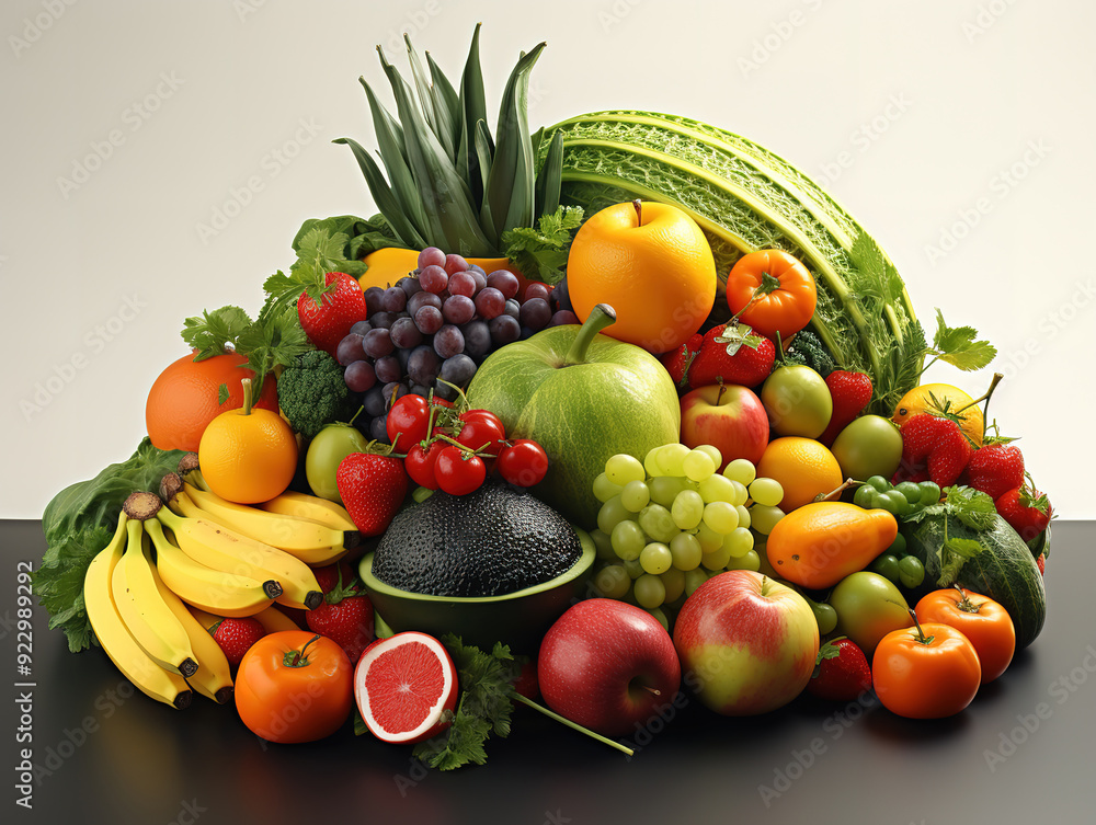 Side view from afar fruits wooden basket of grapes apples persimmons citrus fruits. Side view from afar fruits wooden basket of grapes apples persimmons citrus fruits.