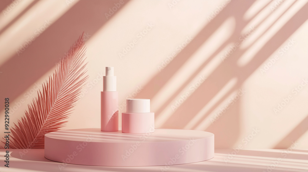 Pink Skincare Products on Pedestal with Soft Shadows
Pink Skincare Products on Pedestal with Soft Shadows