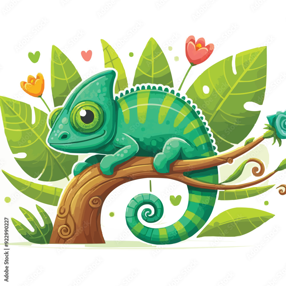 Obraz premium cute chameleon vector illustration