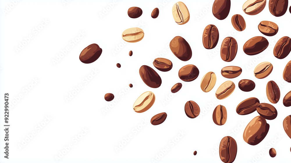Falling Coffee Beans on White Background Falling Coffee Beans on White Background
