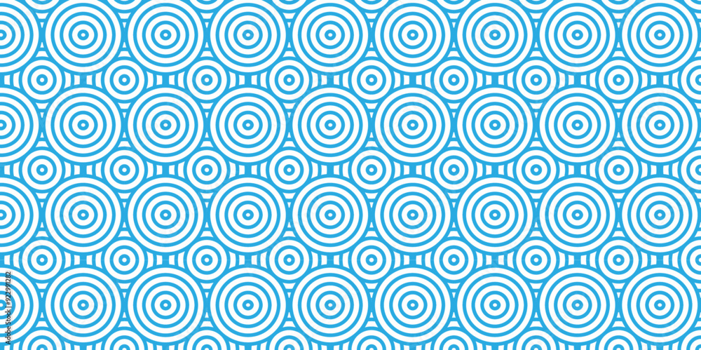 Fototapeta premium Minimal Vector overlapping Pattern diamond geometric blue color spiral line waves abstract wave line. seamless blue tile stripe overlap creative retro circle line fabric pattern white background.