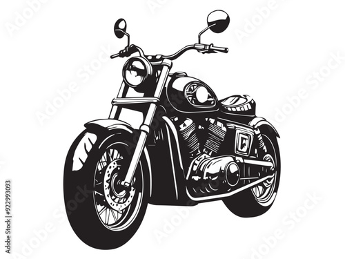 Motorbike vector art illustration in black and white style