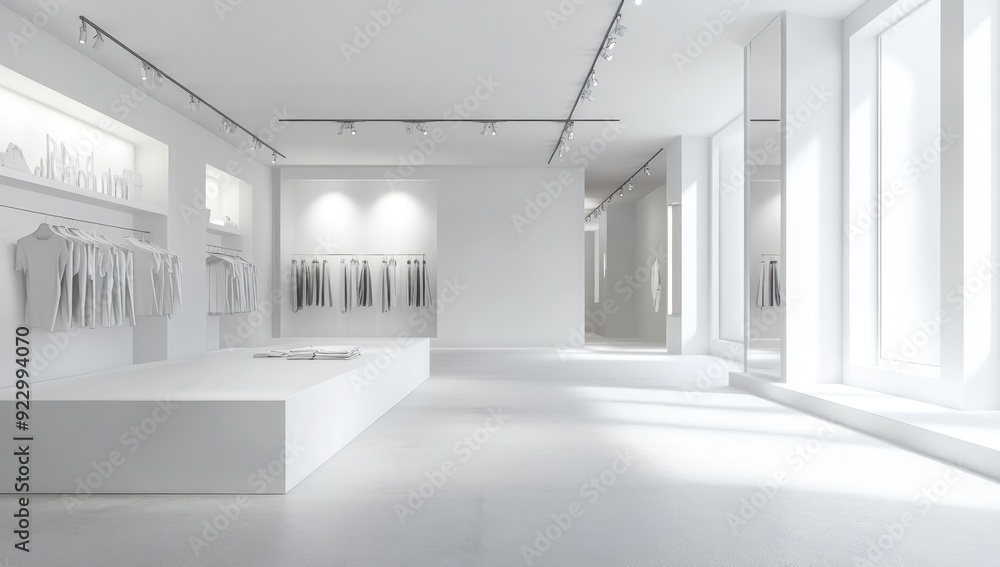 Minimalist White Interior Design of a Modern Clothing Store Minimalist White Interior Design of a Modern Clothing Store