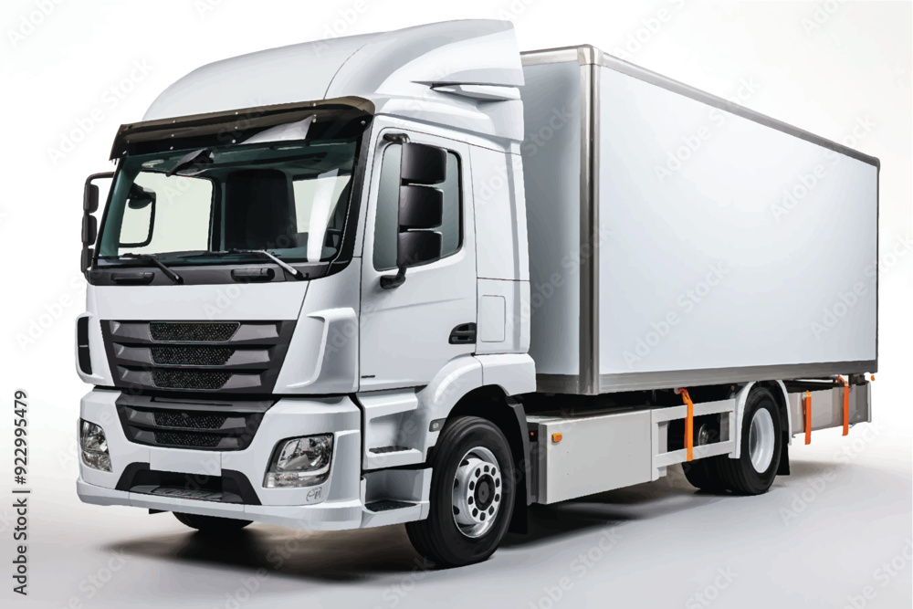 White Truck With Empty Space On Refrigerator For Long Haul Delivery. 3d rendering White Truck With Empty Space On Refrigerator For Long Haul Delivery. 3d rendering