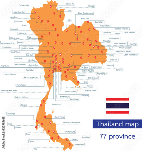 Canvas Print Thailand map