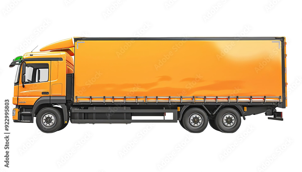 An illustration of a bright orange transportation truck ideal for logistics, shipping, and delivery themed projects. An illustration of a bright orange transportation truck ideal for logistics, shipping, and delivery themed projects.