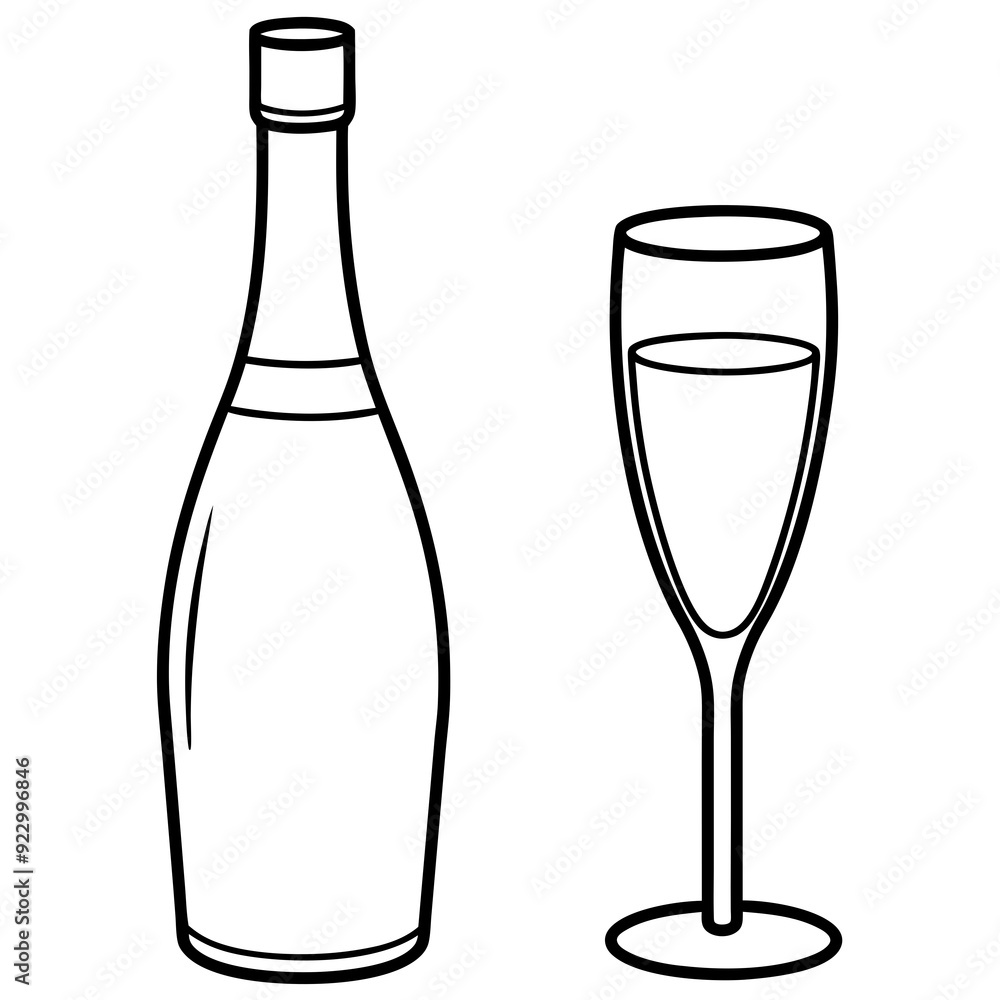 Drinks bottle and glass art vector illustration Drinks bottle and glass art vector illustration