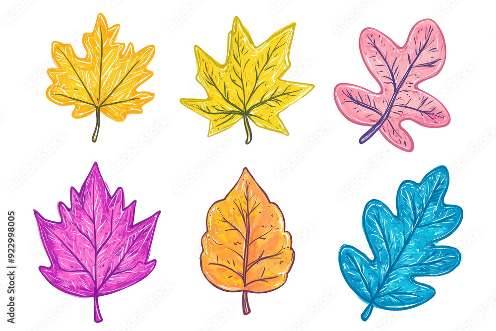 set of autumn leaves. colorful, hand-drawn style, leaves, isolated on transparent background. fall seasonal designs set of autumn leaves. colorful, hand-drawn style, leaves, isolated on transparent background. fall seasonal designs