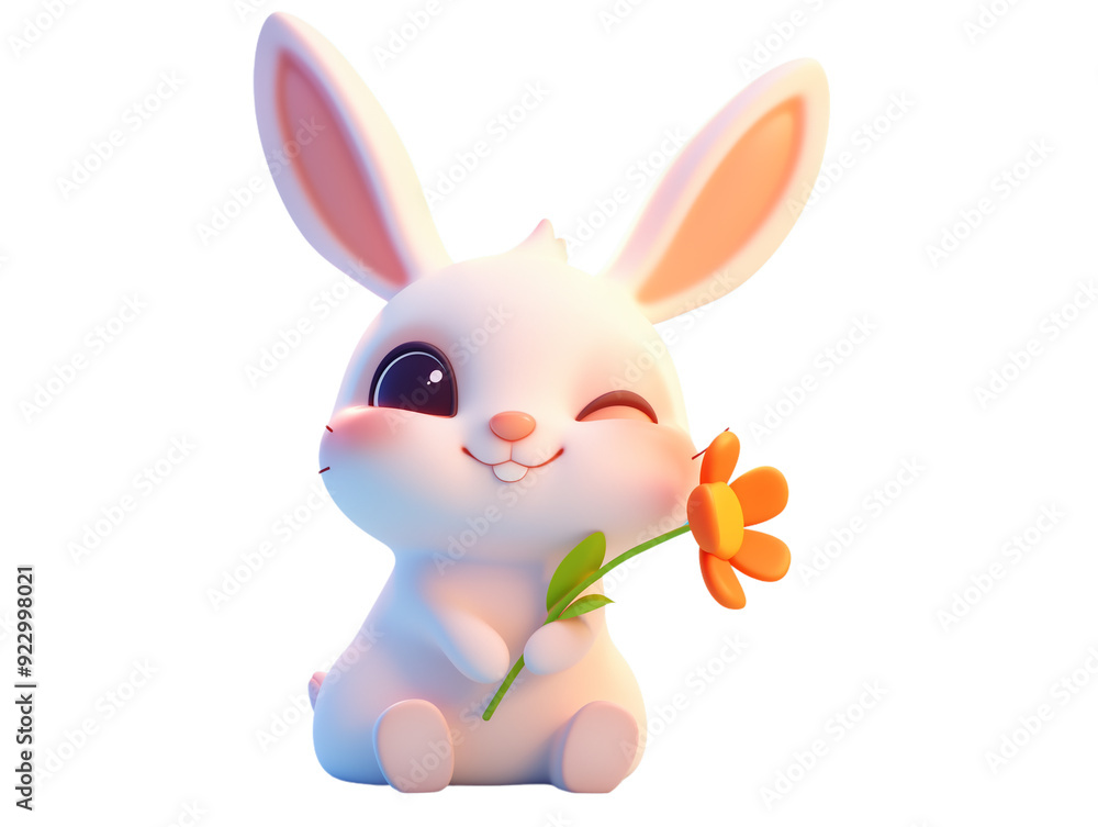 Obraz premium white rabbit isolated on white background