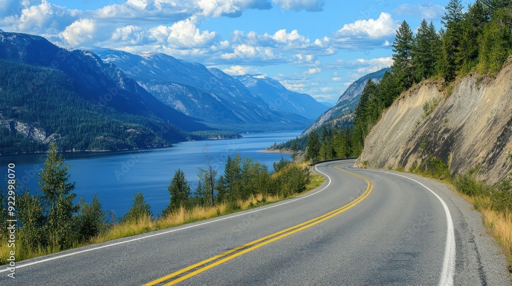 Fototapeta premium Scenic Mountain Road by the Lake