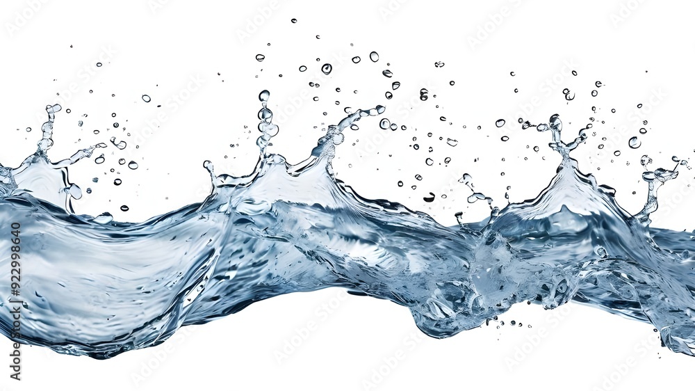 Set of strong flow of water on an isolated white background Set of strong flow of water on an isolated white background