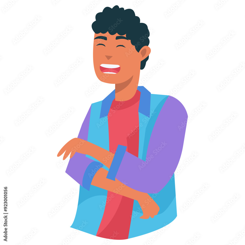 Laughing Young People Character with Minimalist Cartoon Design. Flat Vector Illustration Laughing Young People Character with Minimalist Cartoon Design. Flat Vector Illustration