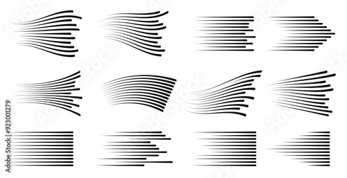 Vector horizontal speed motion lines. fast line vector isolated