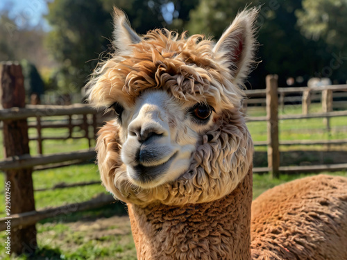 close up of a smiley llama