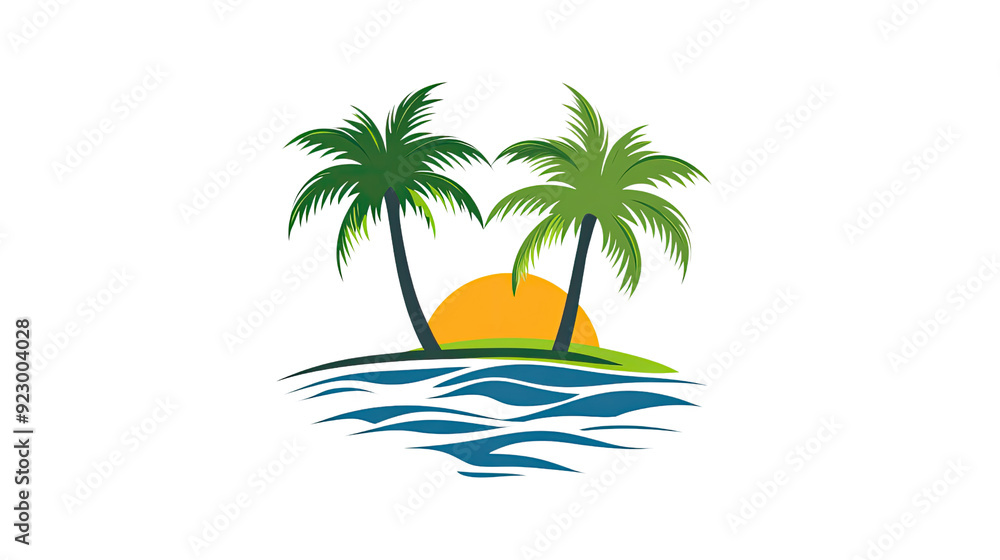 Obraz premium Tropical island logo transparent background