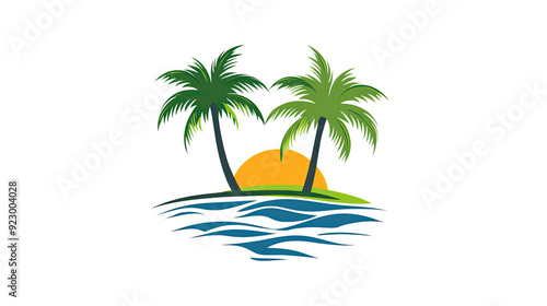 Tropical island logo transparent background