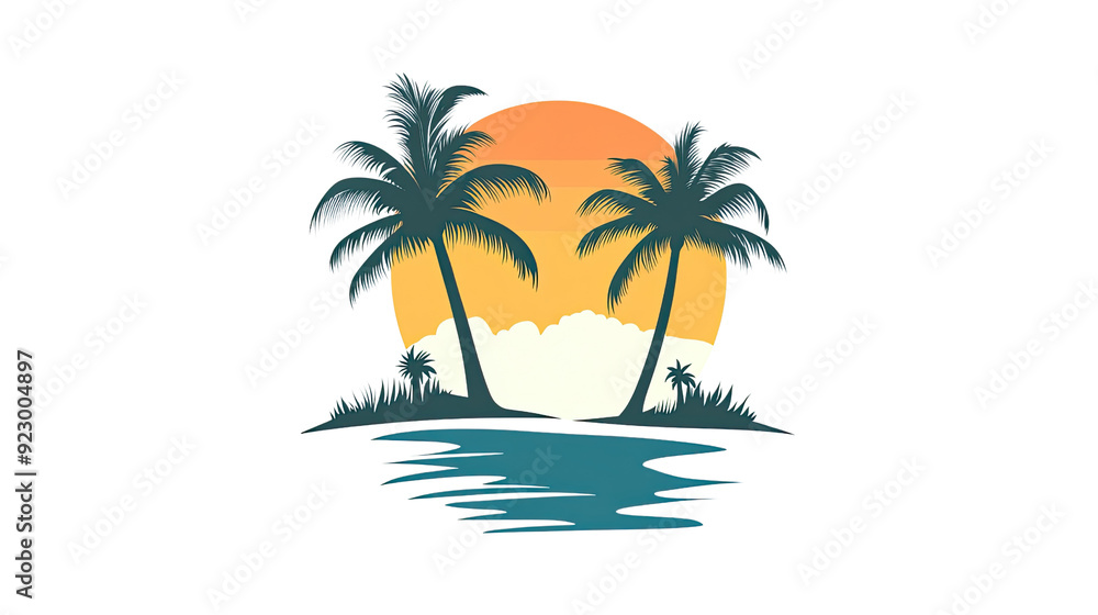 Obraz premium Tropical island logo transparent background
