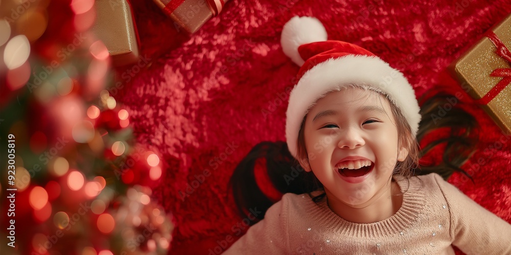 A happy little children wear christmas costume smiling A happy little children wear christmas costume smiling