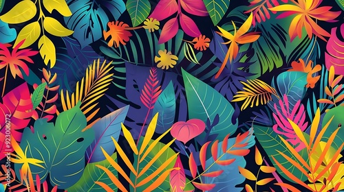 Vibrant Tropical Leaves Illustration