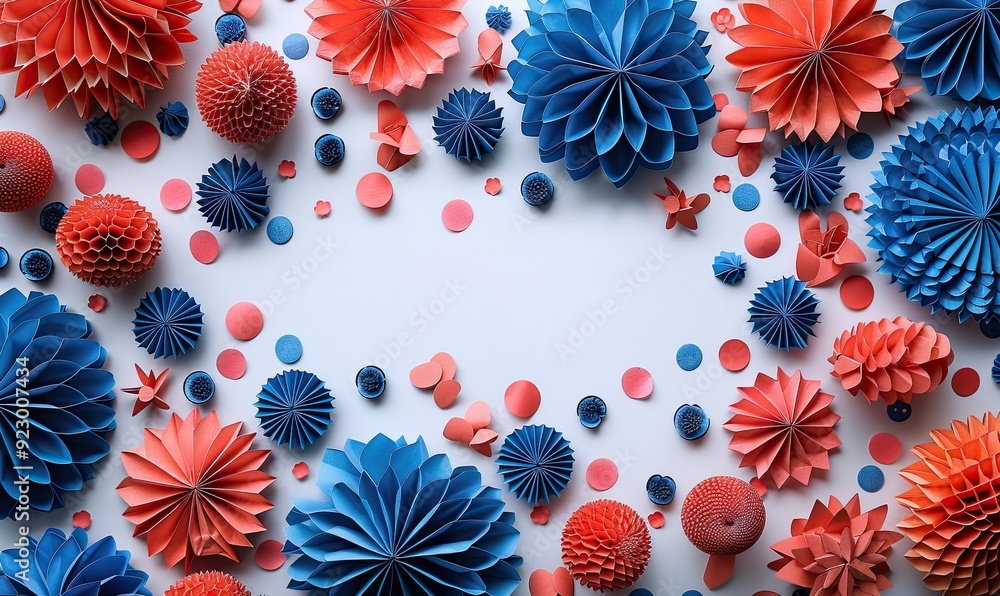 flat lay firework rockets paper fans party decorations on white background usa independence day 4th of july banner design. flat lay firework rockets paper fans party decorations on white background usa independence day 4th of july banner design.