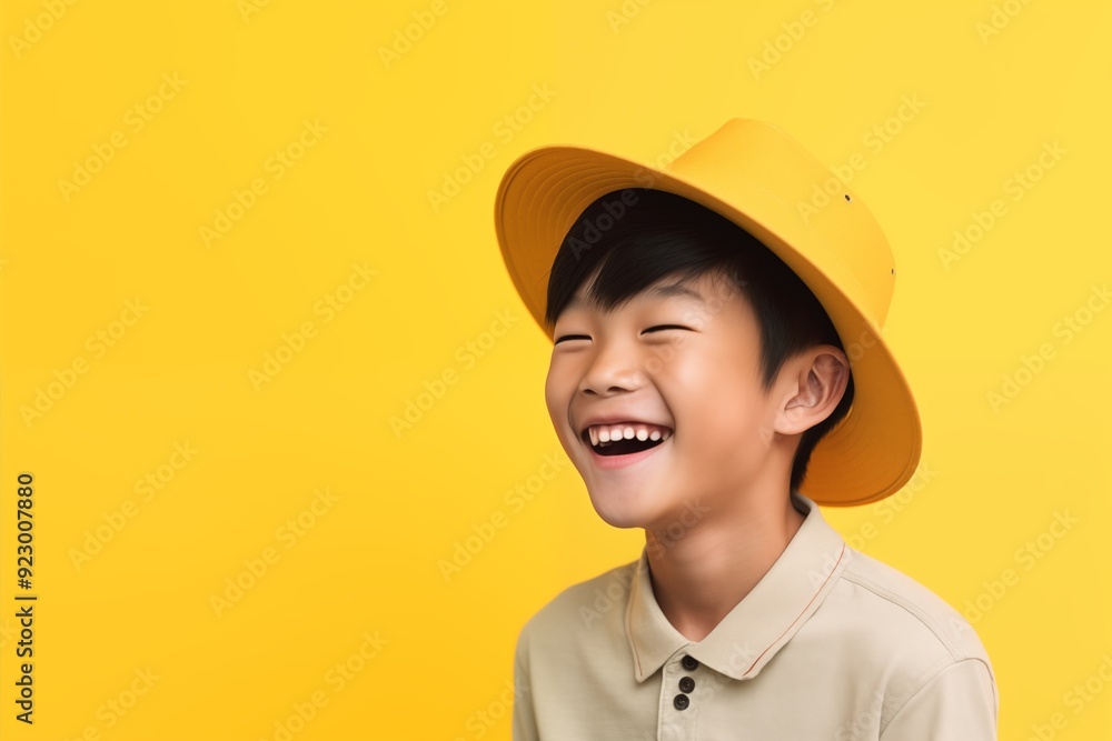 Cute little asian boy laughing and smiling wear hat Cute little asian boy laughing and smiling wear hat